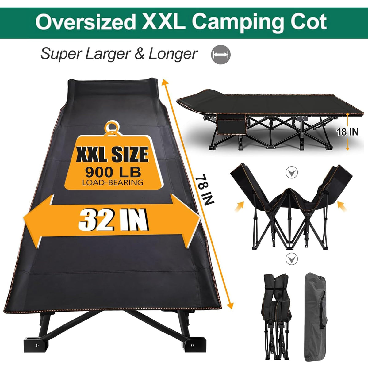 Folding Camping Cot with Mattress X494