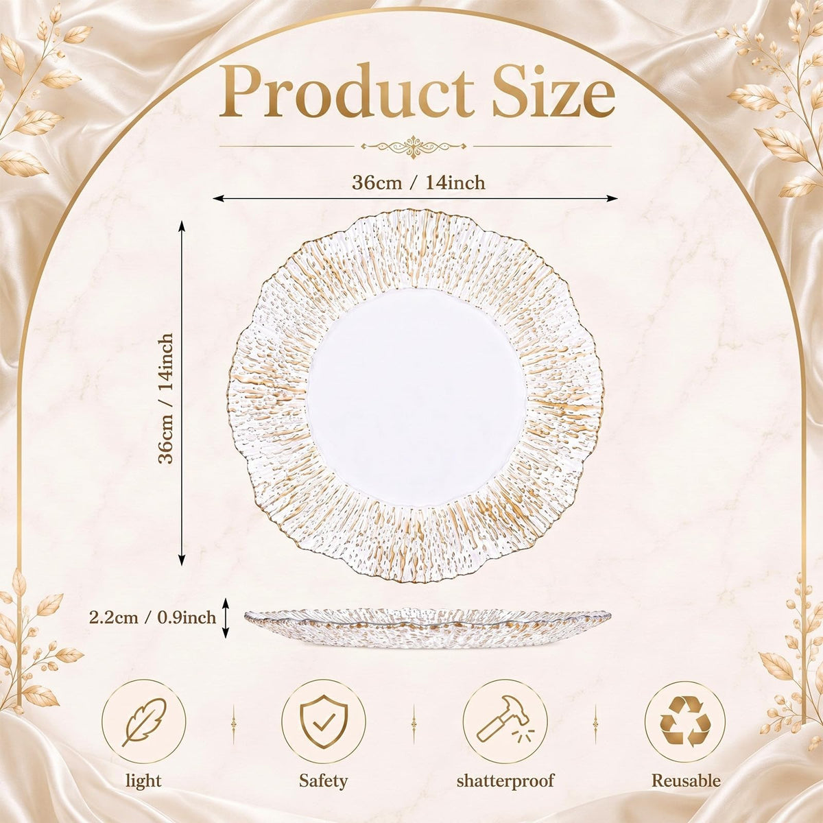 12 Pcs Baroque Plastic Charger Plates T280
