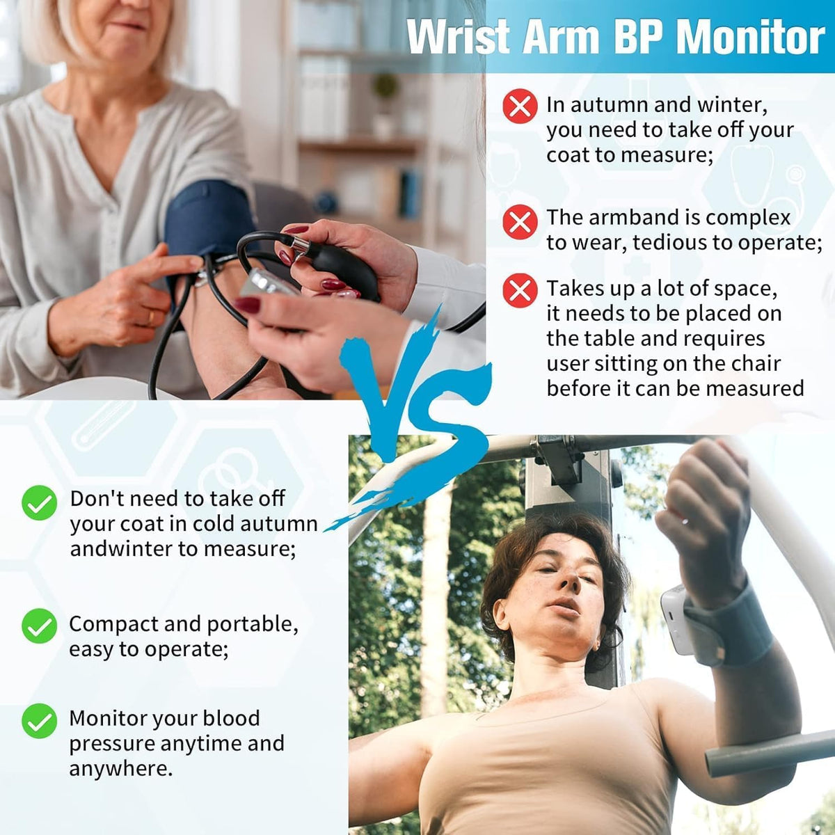 Wrist Blood Pressure Monitor with 90X2 Readings Memory G7141