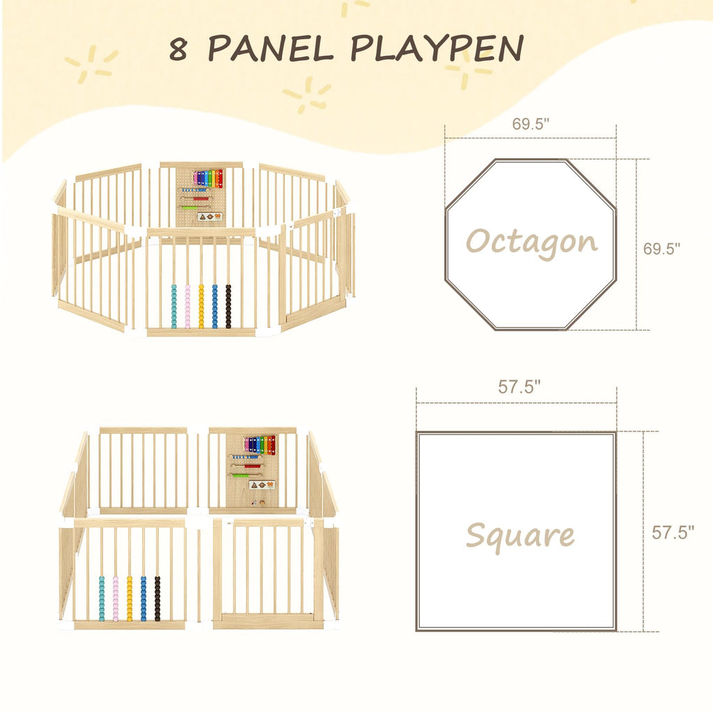Foldable Wooden Baby Playpen with Locking Gate K40486