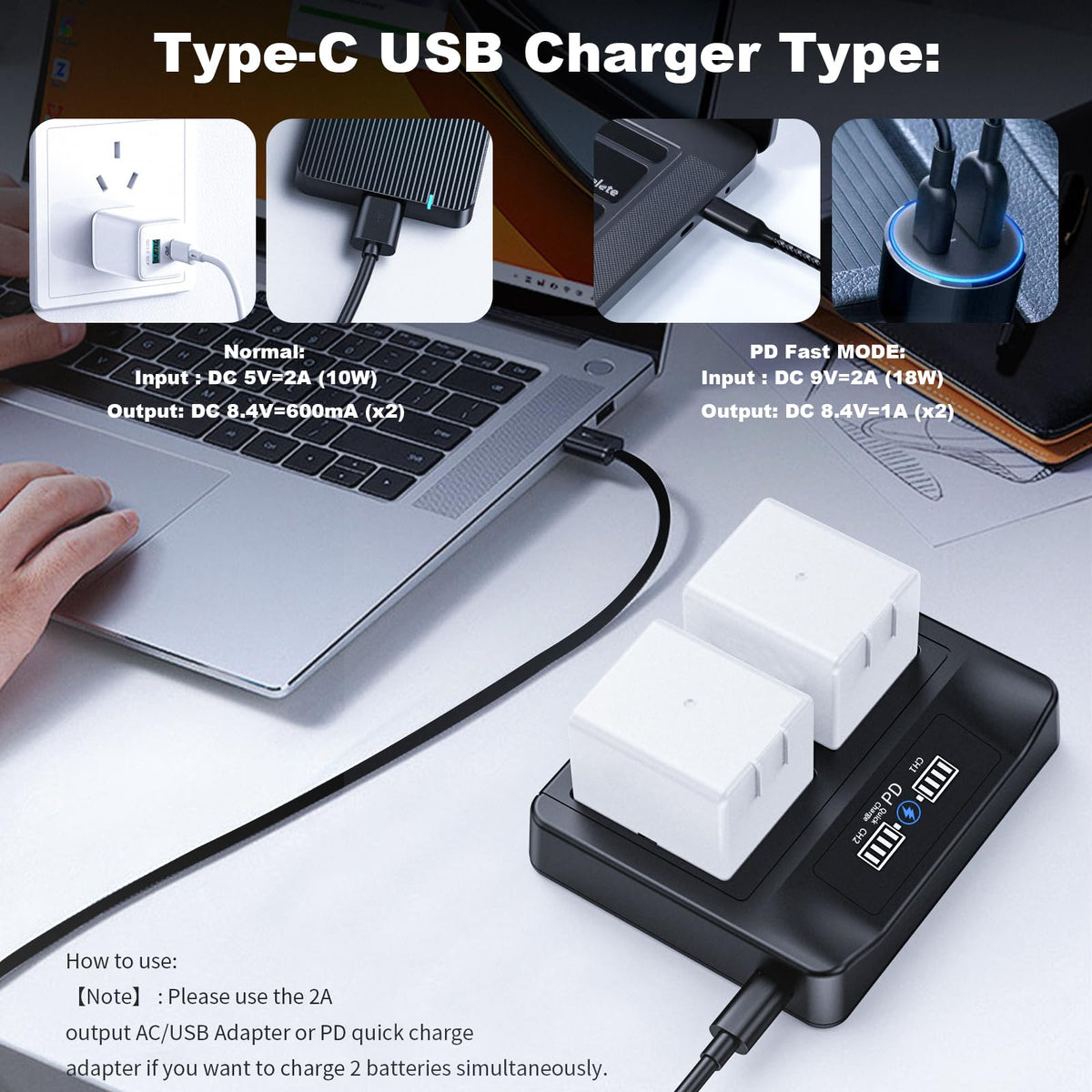 2-Pack Rechargeable Batteries with LCD Dual Charger I9638