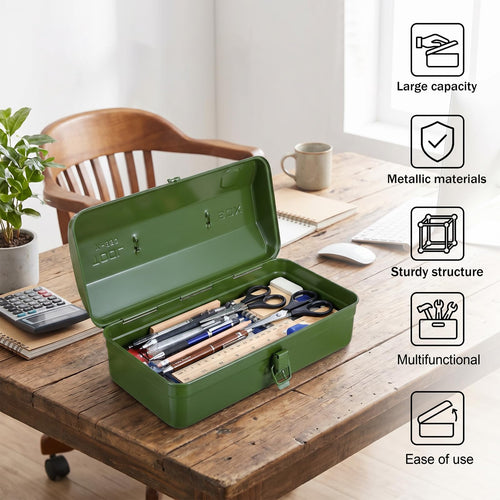 15-Inch Green Metal Storage Box with Lock P26582