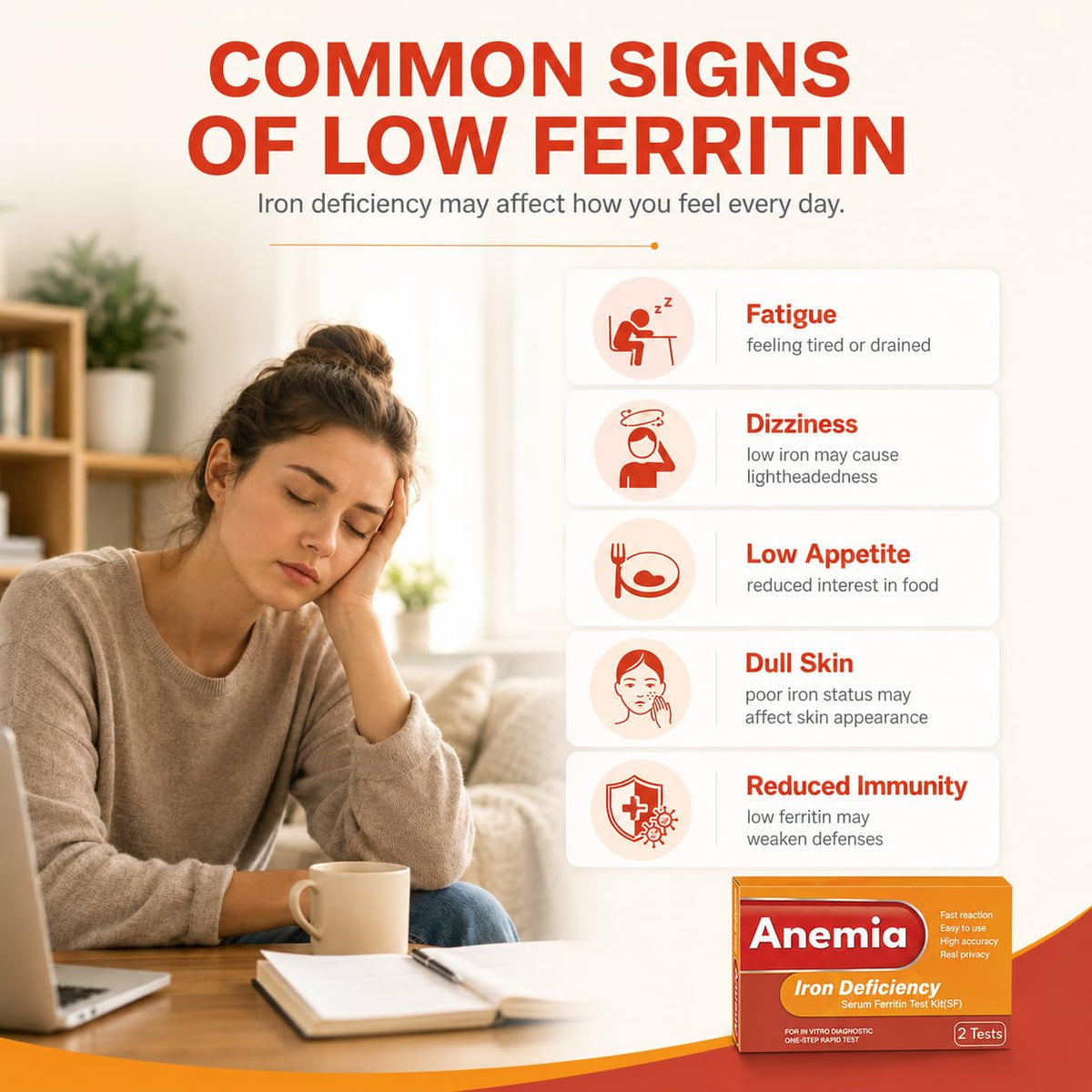 Iron Deficiency at Home Test Kit 2-Pack E77526