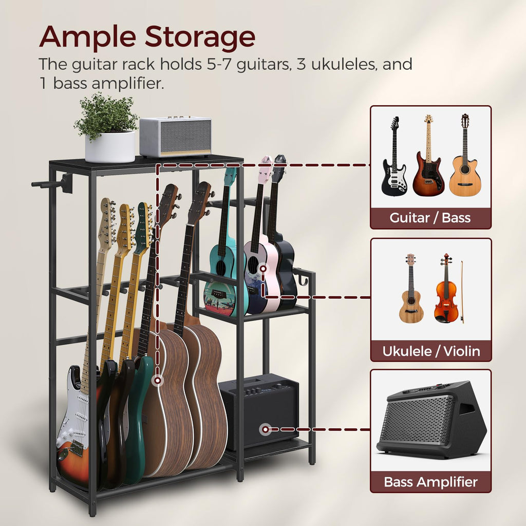 Guitar Stand, Multi-Guitar Rack, AMP Stand, Record Rack O9732