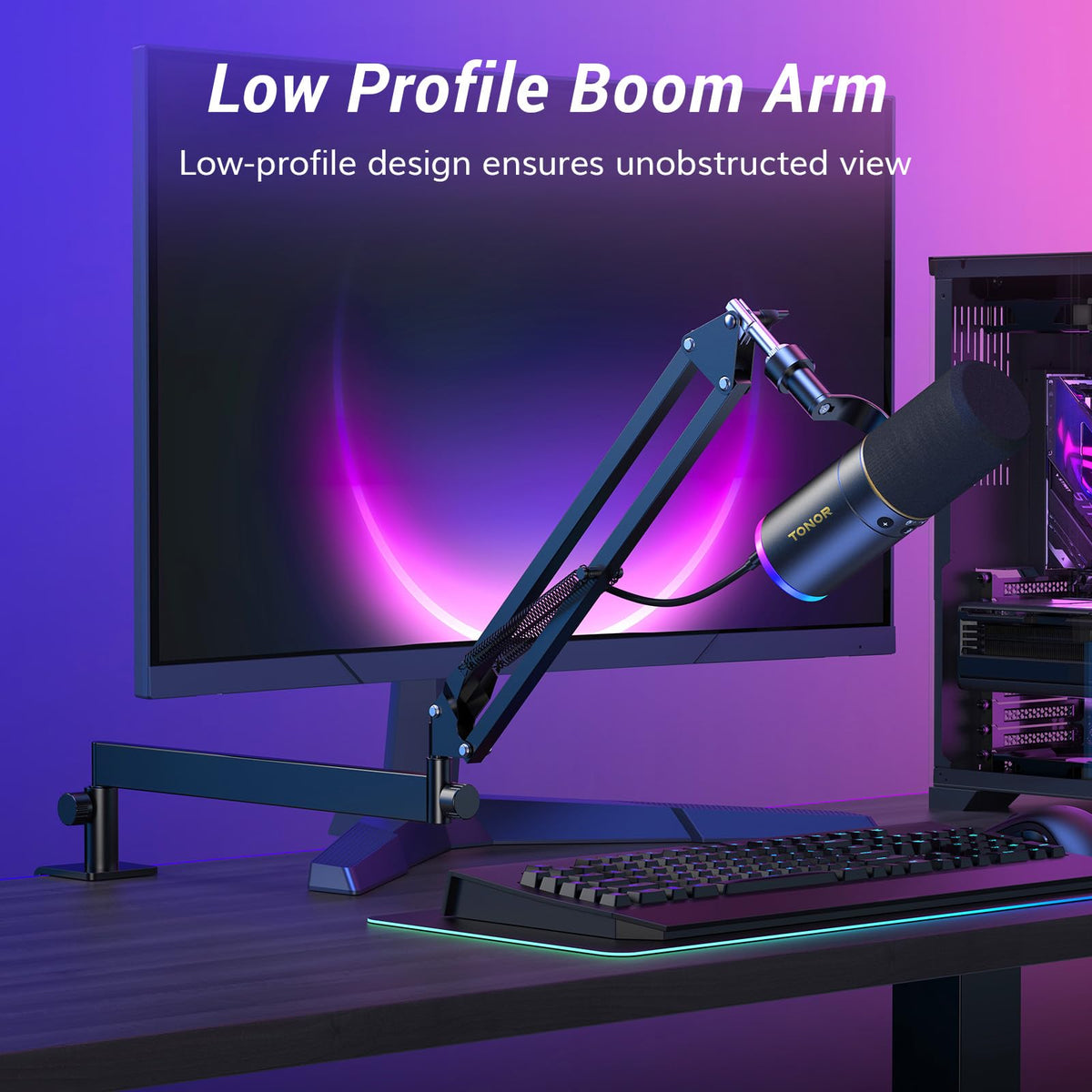 Black XLR USB Dynamic Podcast Microphone with Boom Arm I627