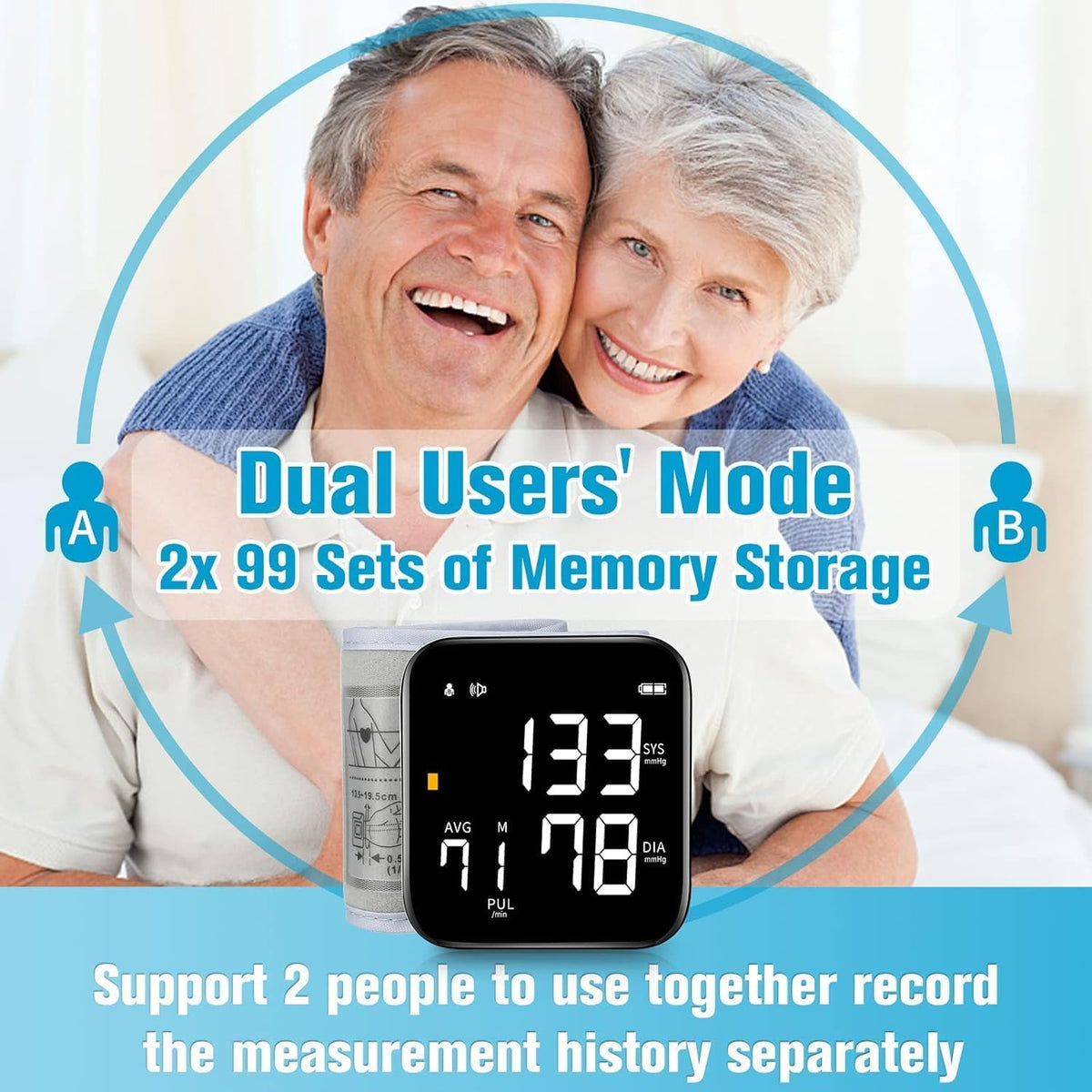 Wrist Blood Pressure Monitor with 90X2 Readings Memory G7141
