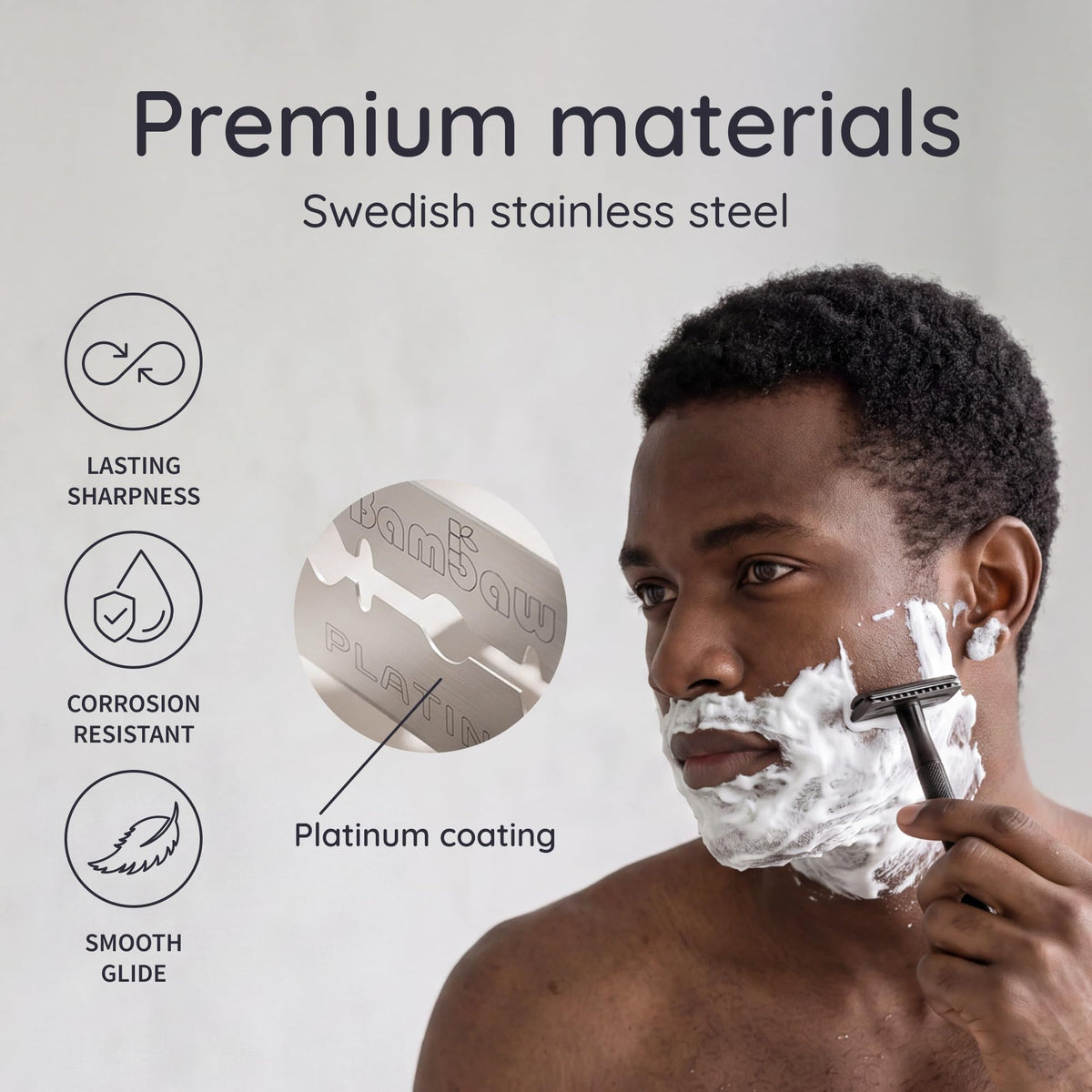 Double Edge Razor Blades 60 Pack Platinum Swedish Stainless Steel Y697