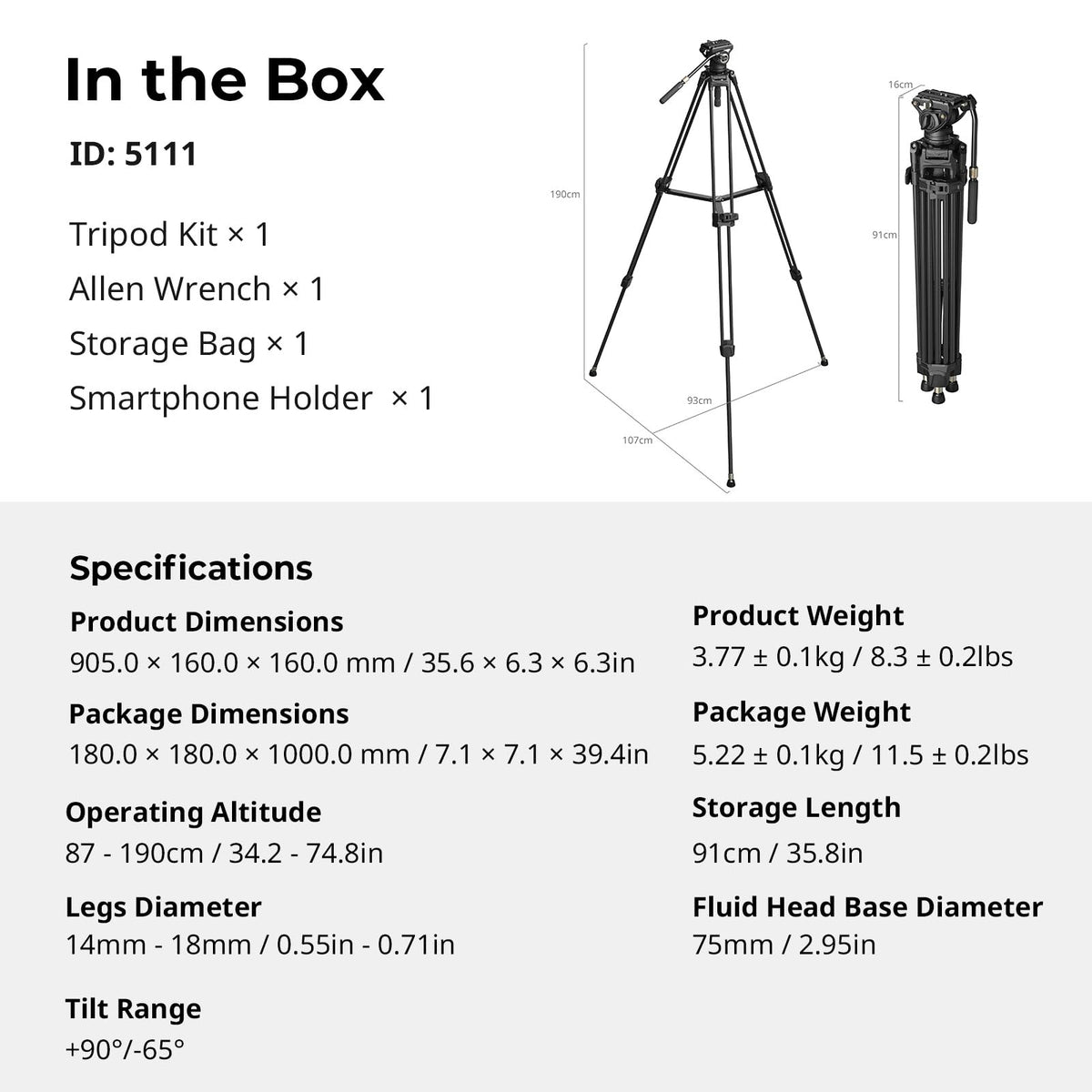 Carbon Fiber Tripod with Fluid Head D679