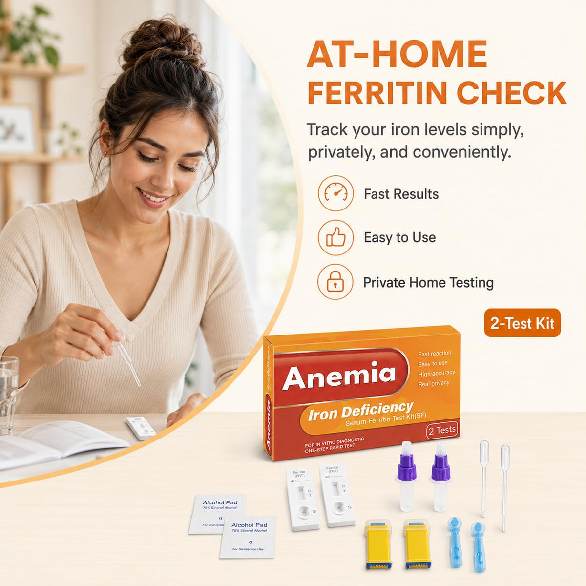 Iron Deficiency at Home Test Kit 2-Pack E77526