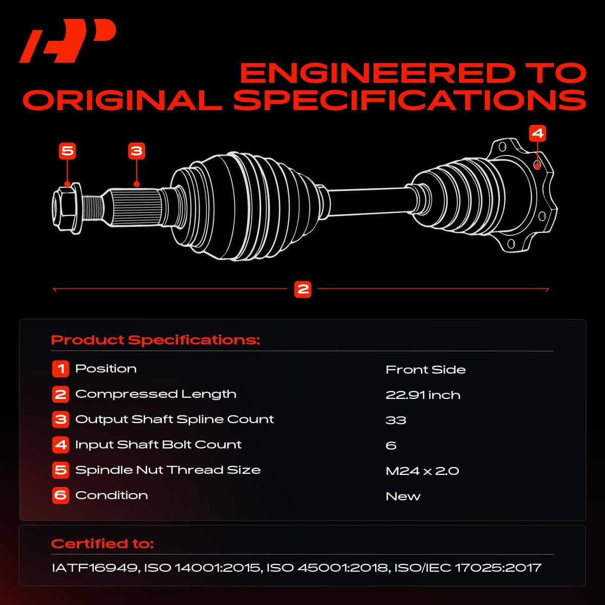 Front CV Axle Shaft Assembly U260