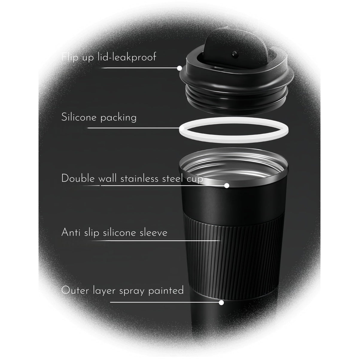 Stainless Steel Insulated Travel Coffee Mug Flip up Tumbler, Double wall Leak Proof Vacuum Cup Keep Drink Cold and Hot (Red, 17 Ounces) J226016
