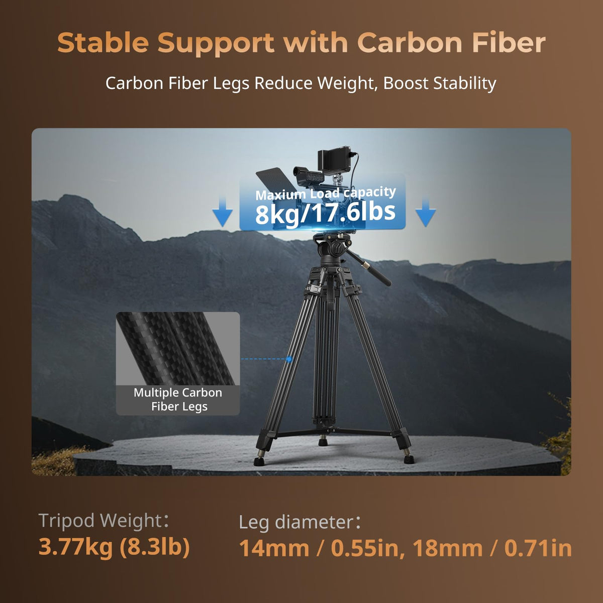 Carbon Fiber Tripod with Fluid Head D679