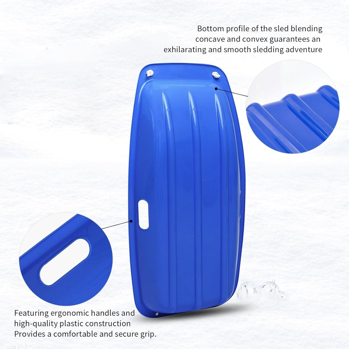 35 Inch 2-Person Plastic Snow Sled with Pull Rope J4143