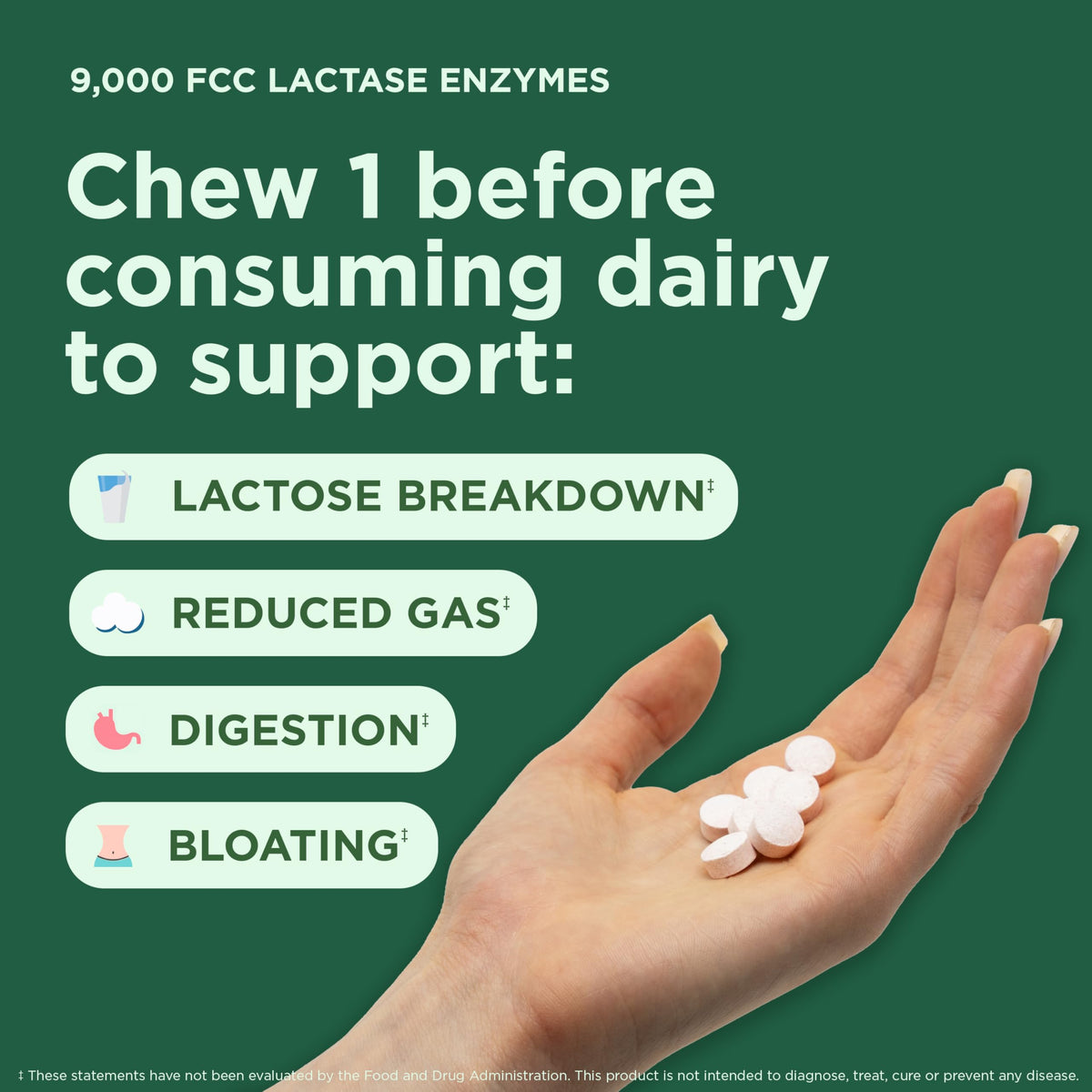 Strawberry Cream Flavor Lactase Enzyme 9000 FCC Chewables 30ct K190