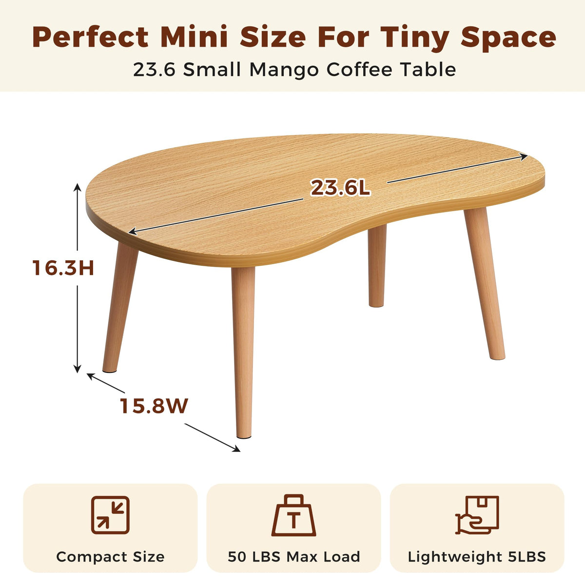 Low Oval Japanese Floor Coffee Table with Solid Wood Legs B952605