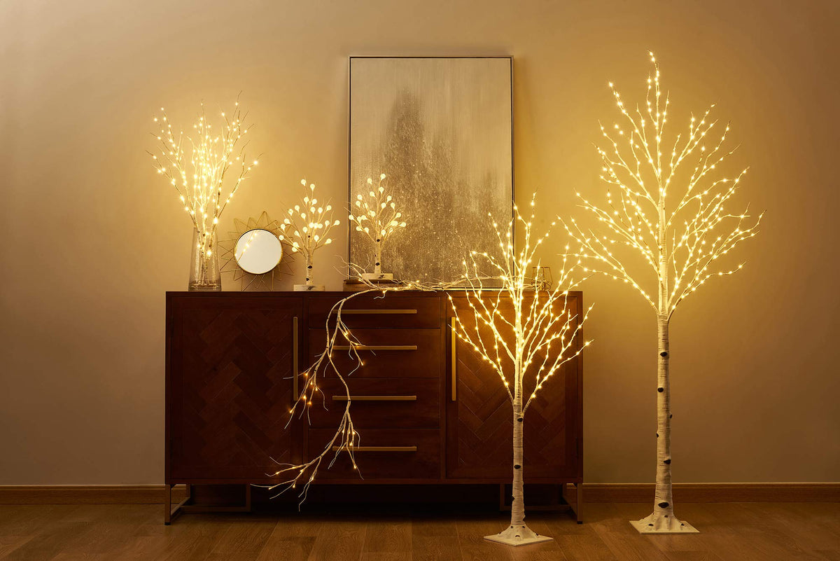 Lighted Birch Tree with Timer 18IN 24 LED C487