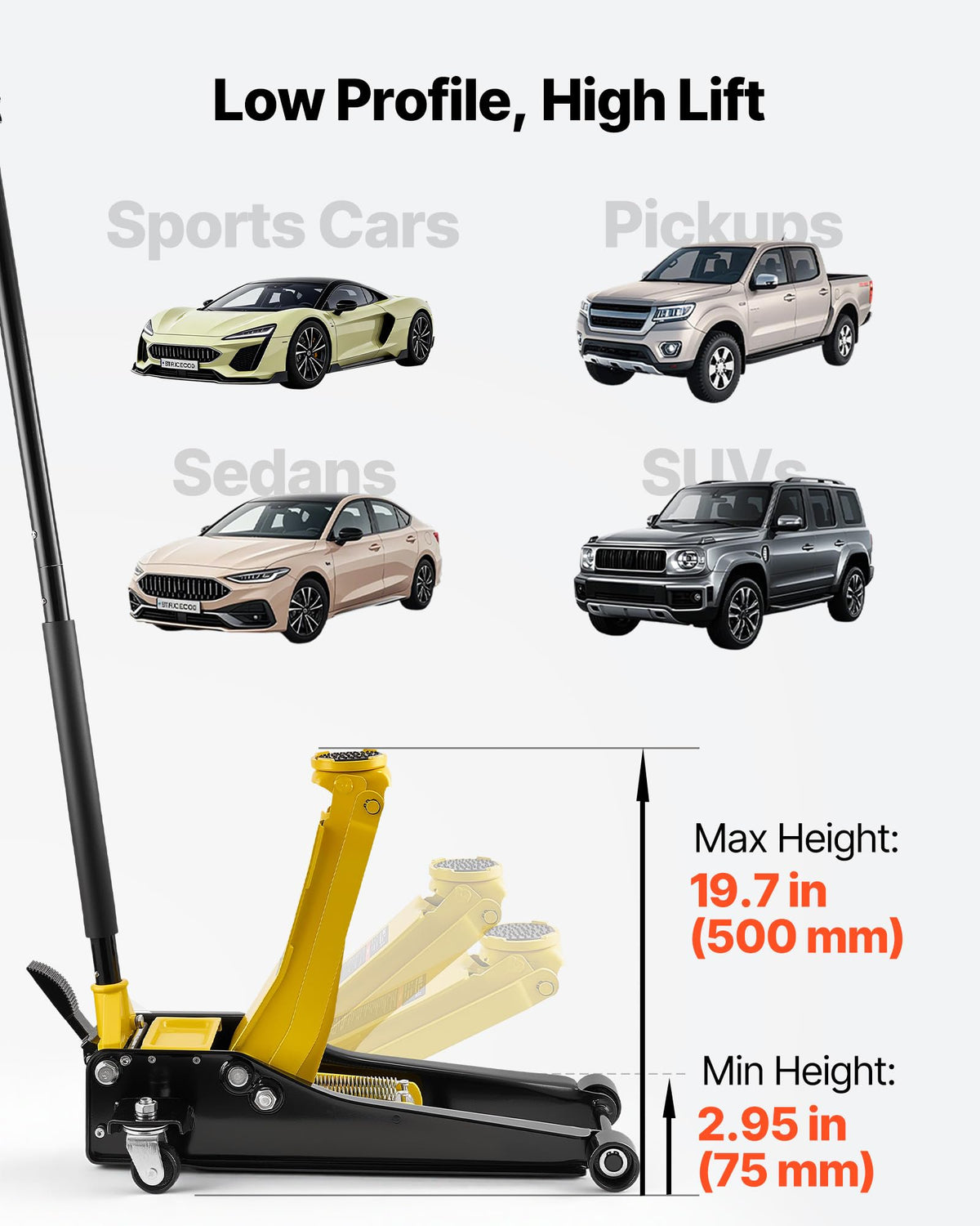 3 Ton Steel Hydraulic Floor Jack with SUV Adapter F150