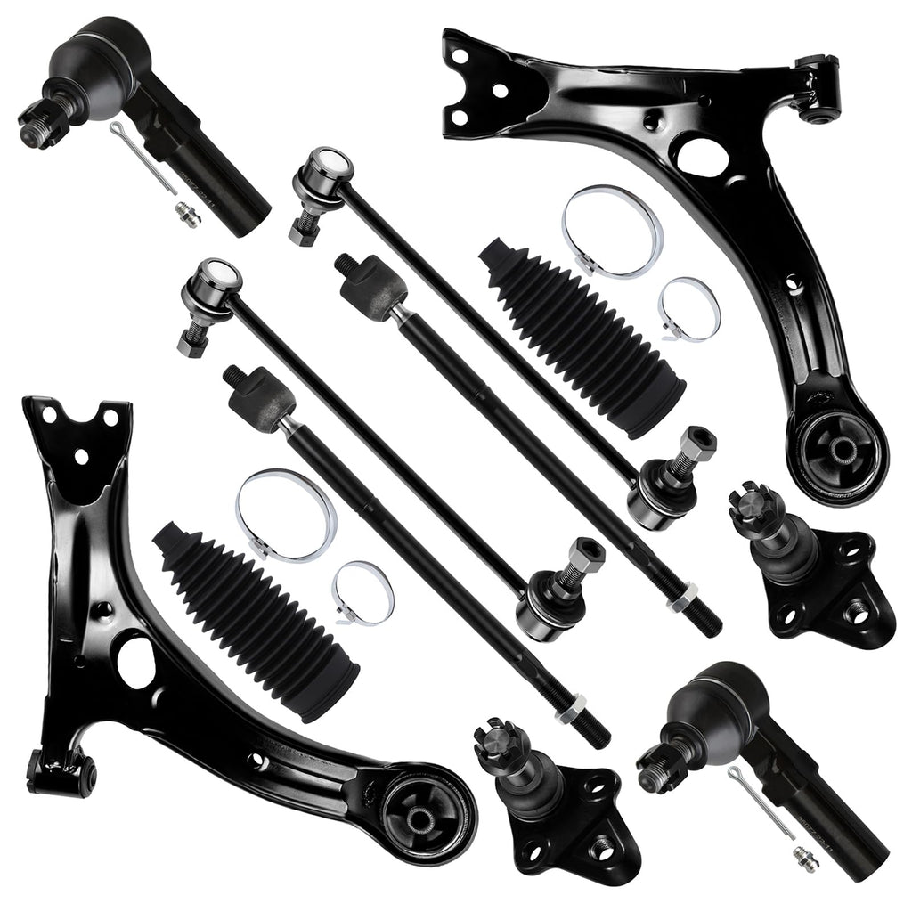 12pcs Front Suspension Kit Lower Control Arm Ball Joint Tie Rod End Sway Bar End Link D5601
