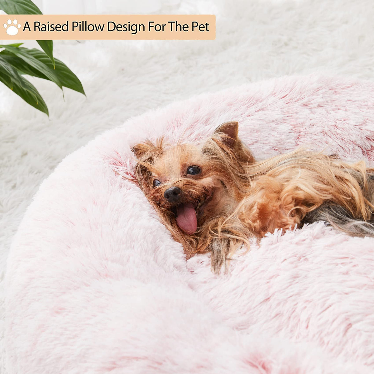 Pink Round Calming Dog Bed J791