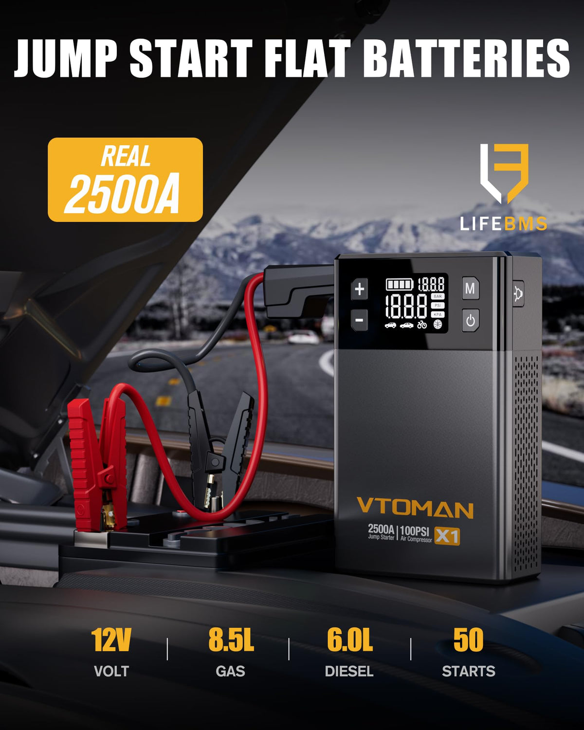 2500A Jump Starter with 150PSI Air Compressor A3130