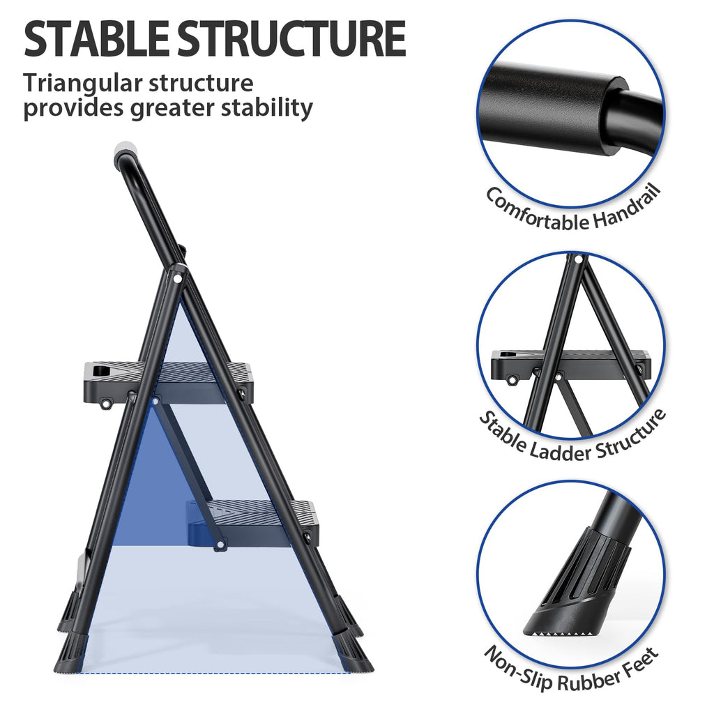 Folding 2 Step Ladder with Anti-Slip Pedals Z26561