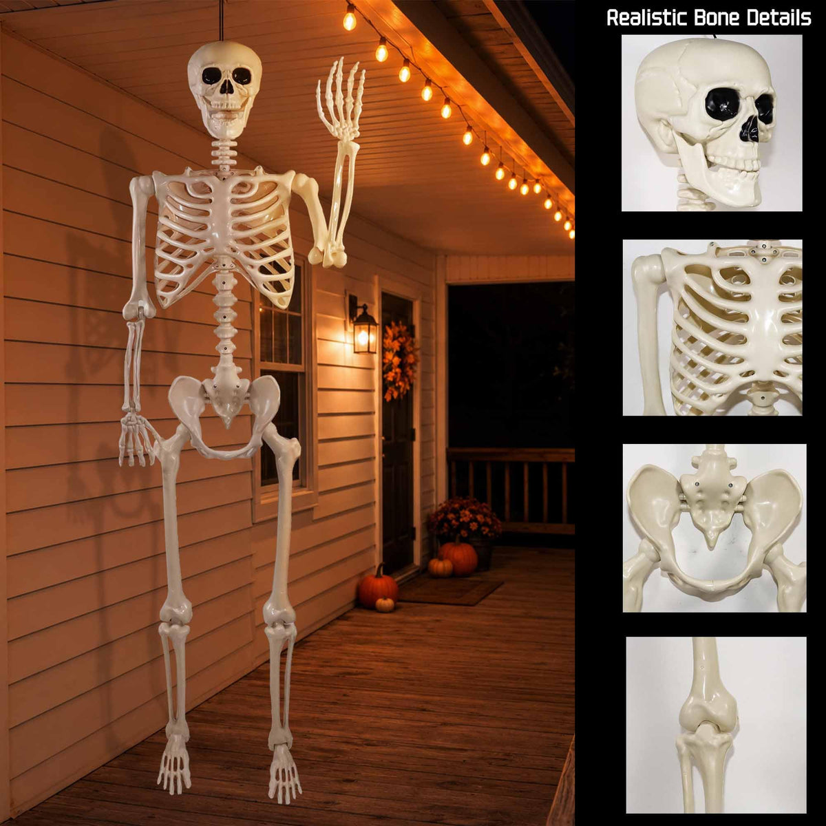 5.4ft Posable Life Size Skeleton with Movable Joints P376753