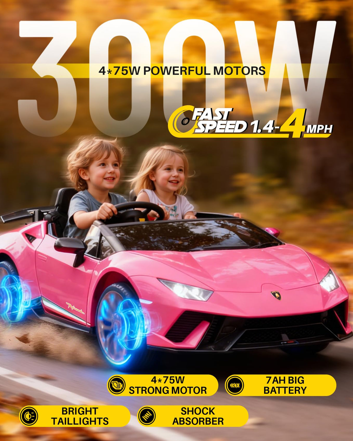 Pink 24V 2 Seater Kids Ride on Car G723