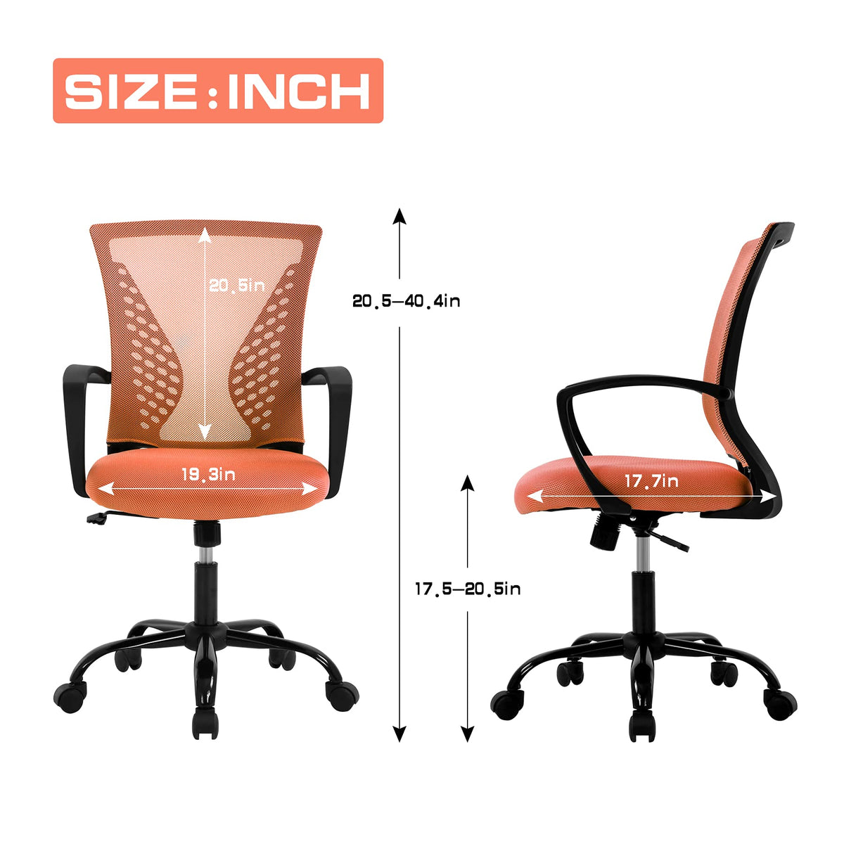 Orange Mesh Ergonomic Office Chair with Lumbar Support H71796