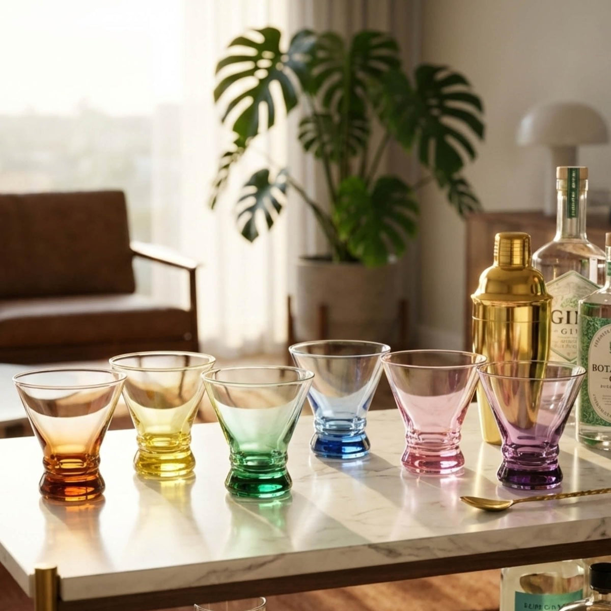 Colored Stemless Martini Glasses Set of 6 X93499