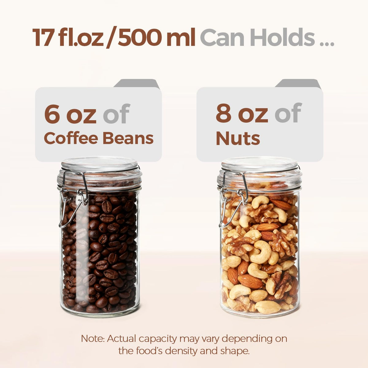 16 oz Glass Jars with Airtight Lids 6 Pack B3162