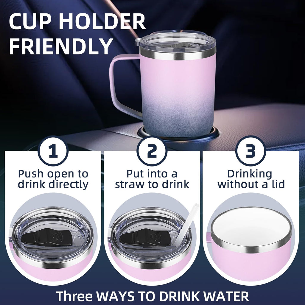 20 oz Insulated Stainless Steel Travel Mug with Handle Lid and Straw N7106