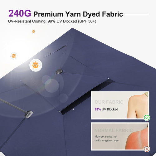 10FT Double Top Navy Blue Cantilever Umbrella I2588