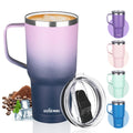 20 oz Insulated Stainless Steel Travel Mug with Handle Lid and Straw N7106