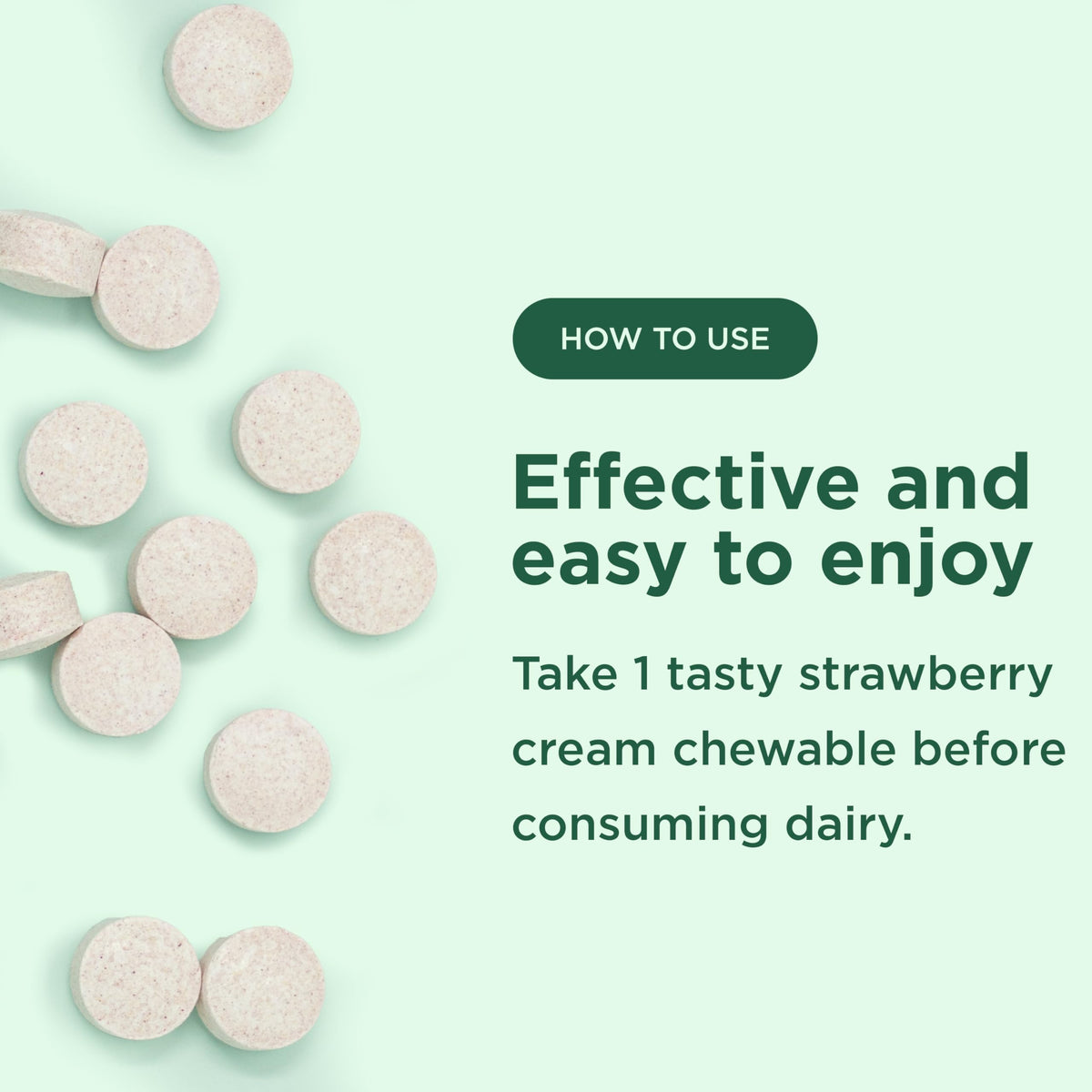 Strawberry Cream Flavor Lactase Enzyme 9000 FCC Chewables 30ct K190