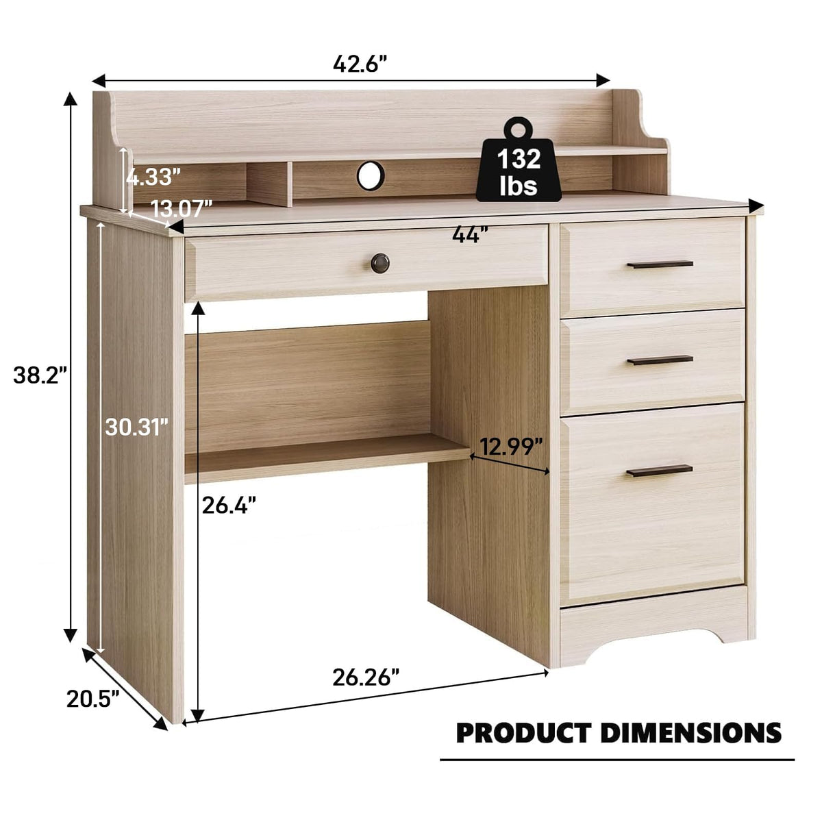 Small Wood Desk with Drawers and File Cabinet W295130