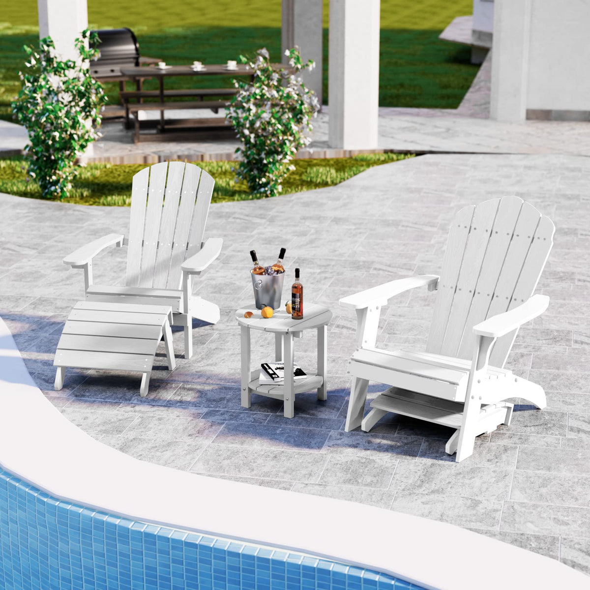 White Folding Adirondack Ottoman Set of 2 V221