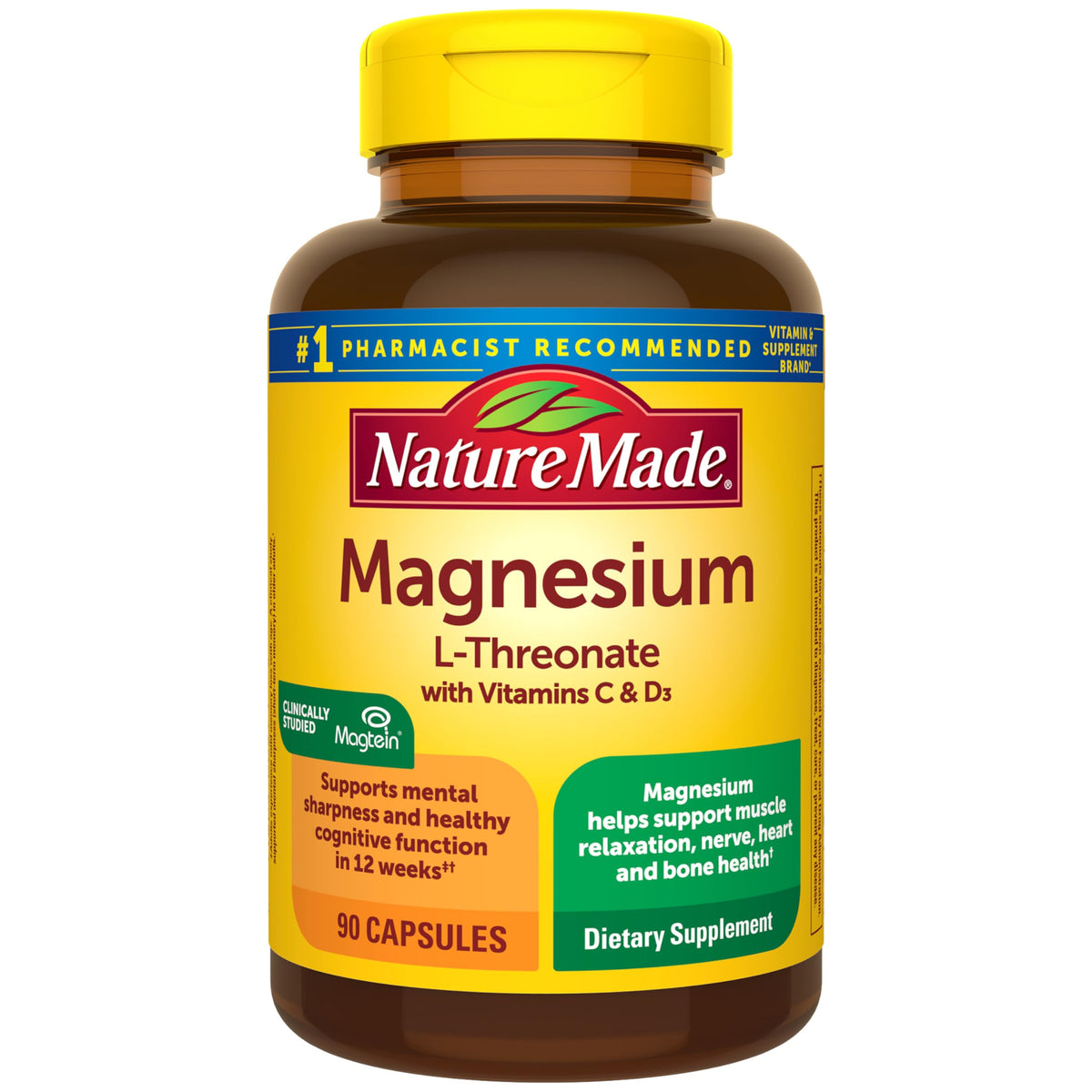 Magnesium L-Threonate with Vitamin C & Vitamin D3, 90 Capsules F297