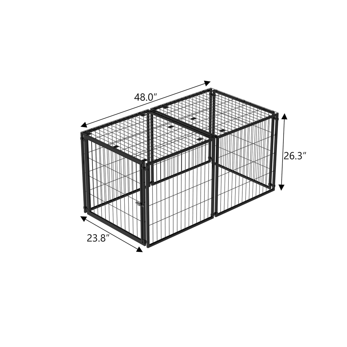 48 Inch Black Metal Dog Crate with Removable Top Cover G5819