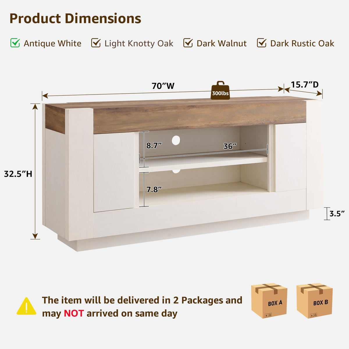 70" Antique White TV Stand C5249