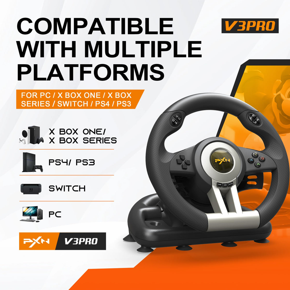 Gaming Steering Wheel with Pedals U351