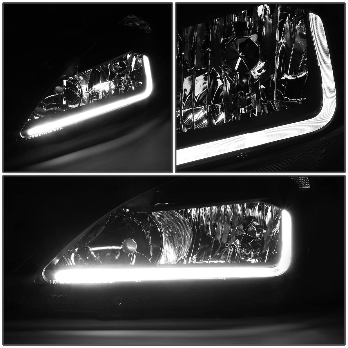 Black Headlight Assembly with LED Day Running Light P383