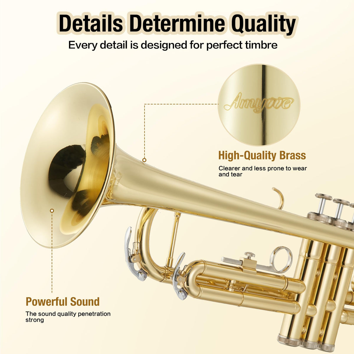 Gold Lacquer Brass Trumpet with Hard Case Y2280