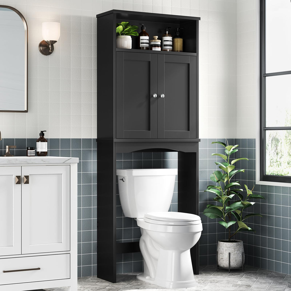 Black Over The Toilet Storage Cabinet U428