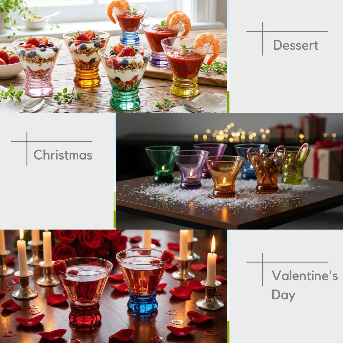 Colored Stemless Martini Glasses Set of 6 X93499