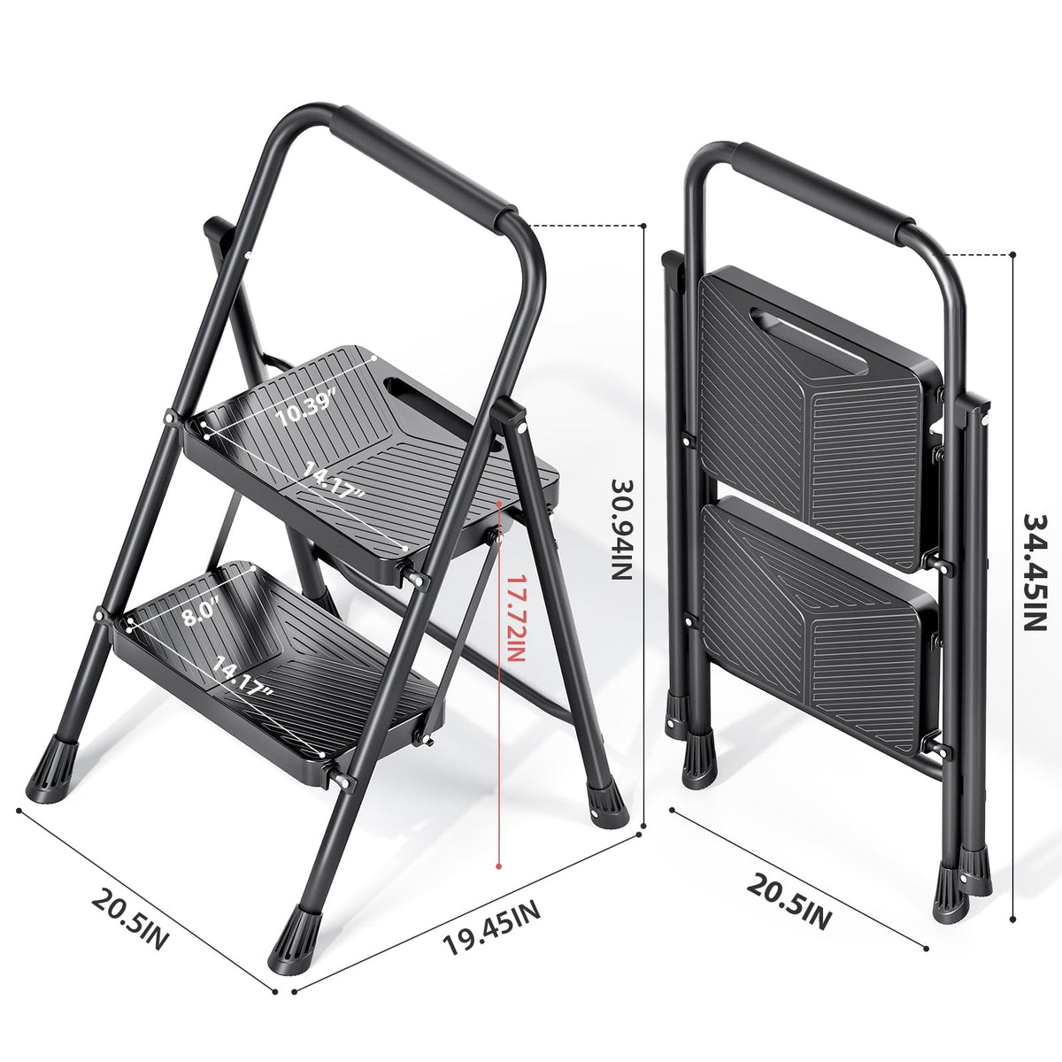 Folding 2 Step Ladder with Anti-Slip Pedals Z26561