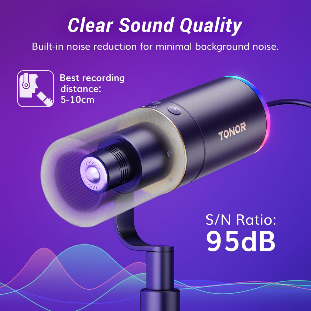 Black XLR USB Dynamic Podcast Microphone with Boom Arm I627