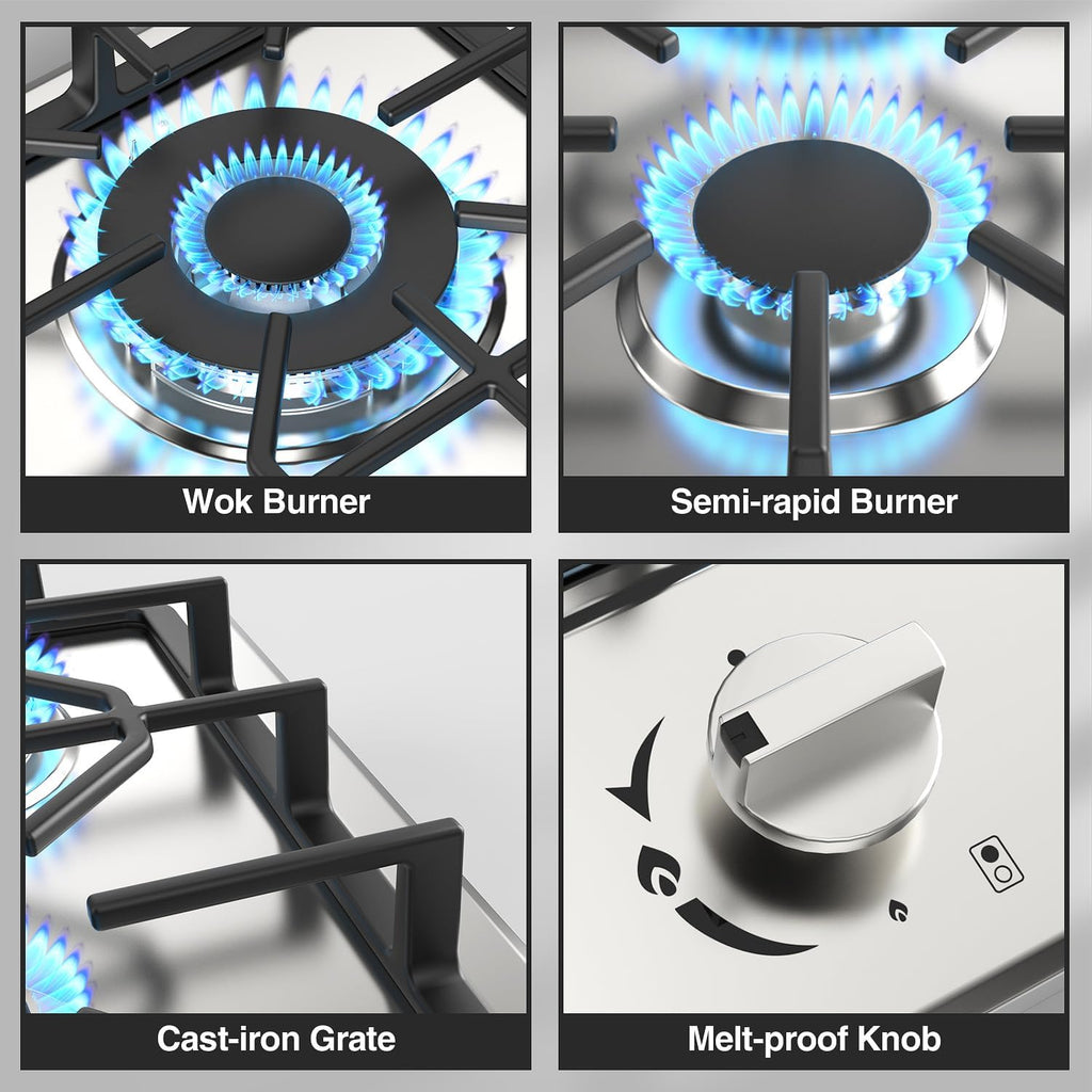 2 Burner Propane Gas Cooktop Stainless Steel L843