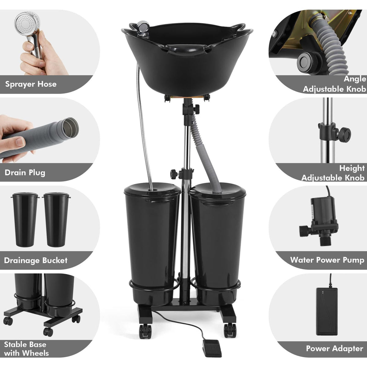 Portable Hair Washing Basin with Electric Pump J465379