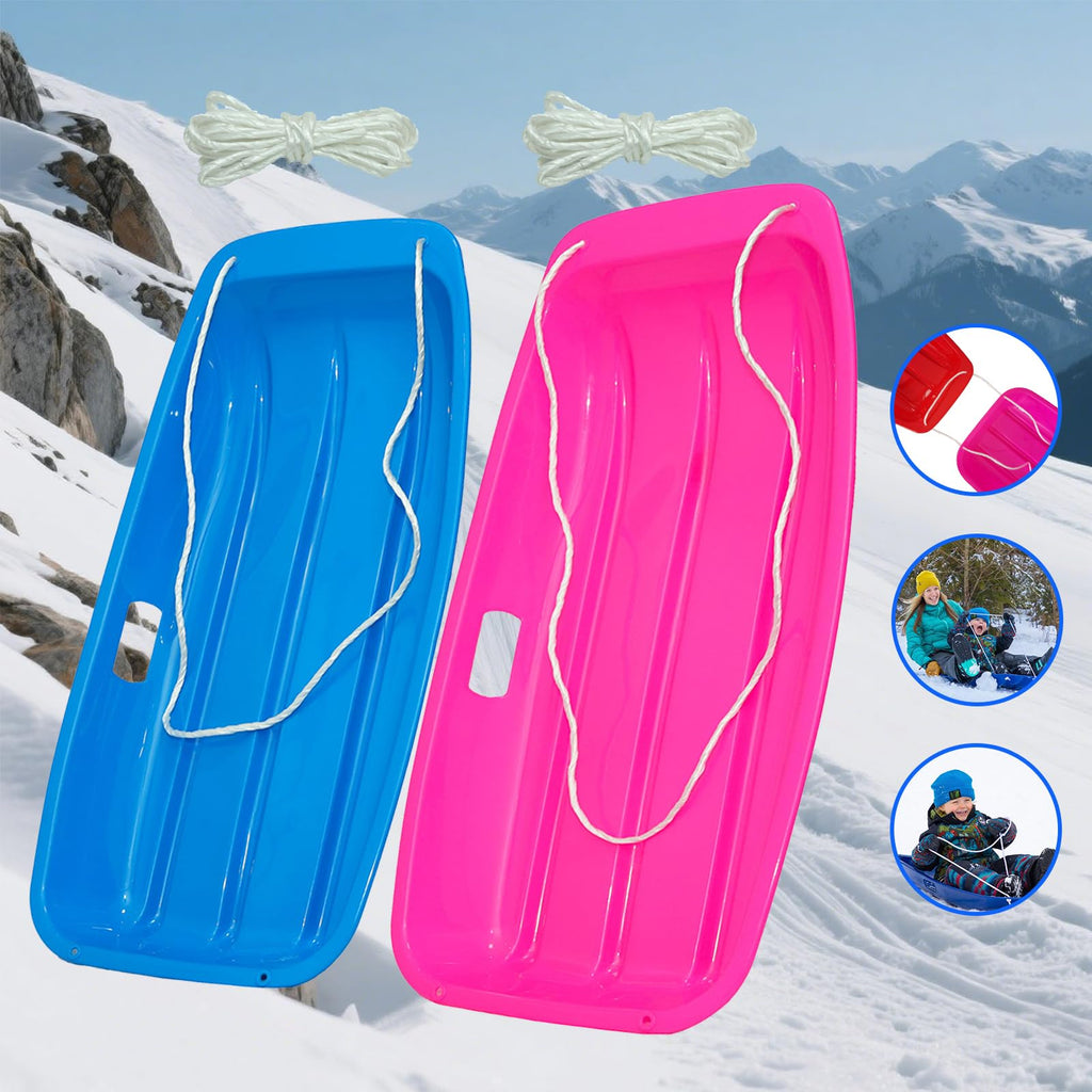 35 Inch 2-Person Plastic Snow Sled with Pull Rope J4143