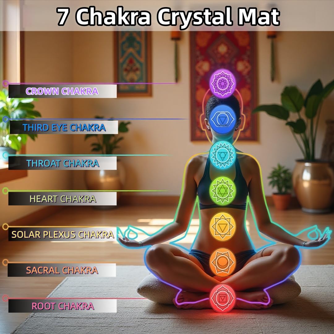 7-Chakra Gemstone Far Infrared Crystal Heating Mat J937258
